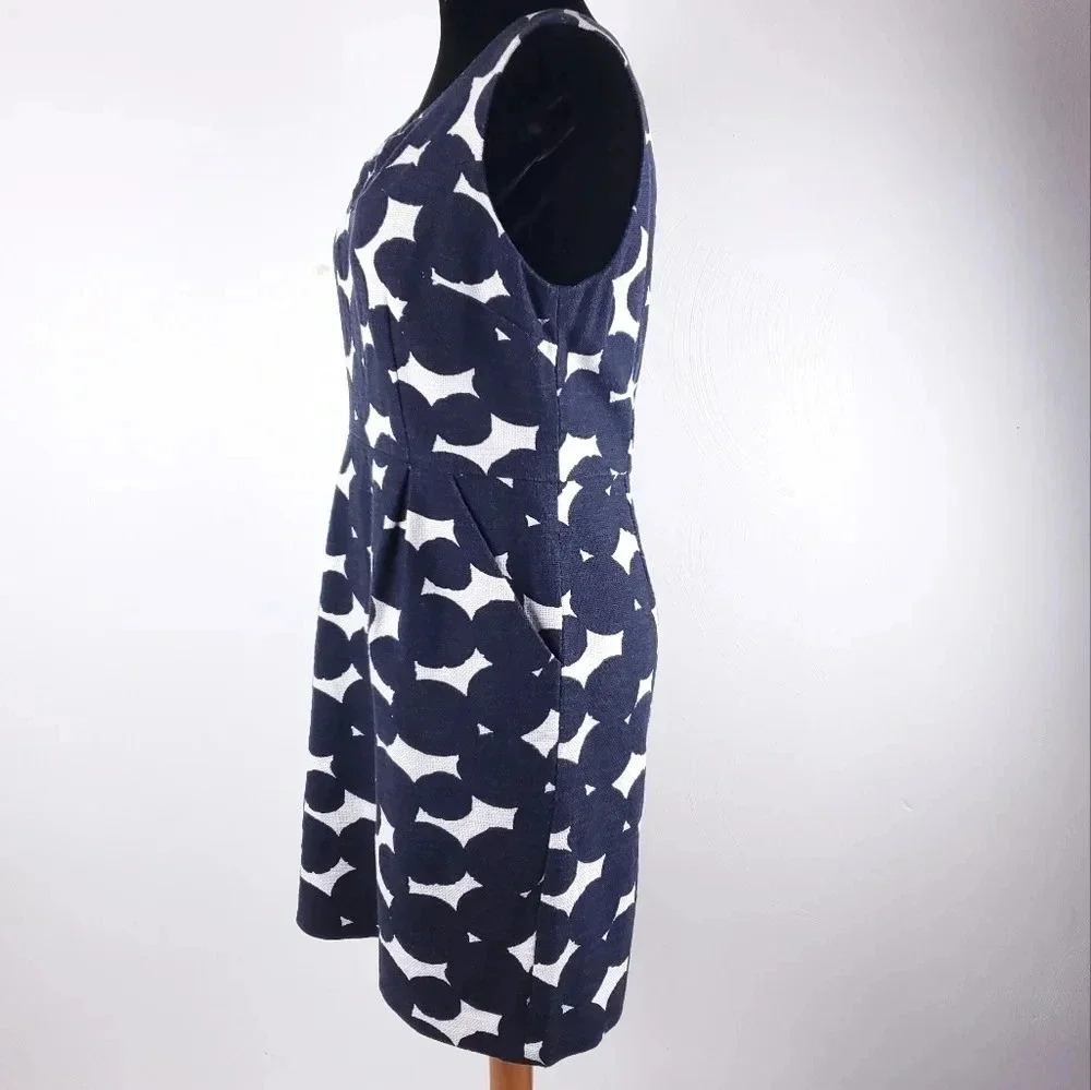 Loft Shift Dress Women's Size 6P Sleeveless Blue & White w/Pockets - Picture 2 of 13